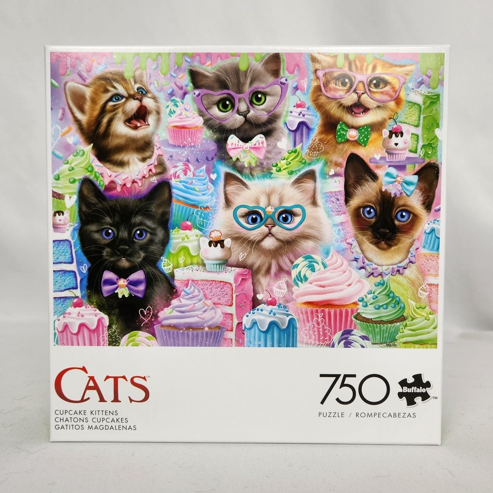 New Sealed Buffalo Cats "Cupcake Kittens" 750 pc‎ puzzle 24x18"